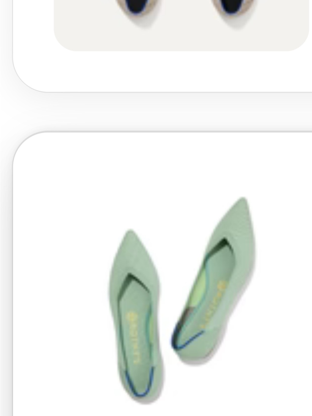 Rothy's Pointed Knit Flats in Light Sage with Navy Trim-Size 10 1/2 - Picture 3 of 3